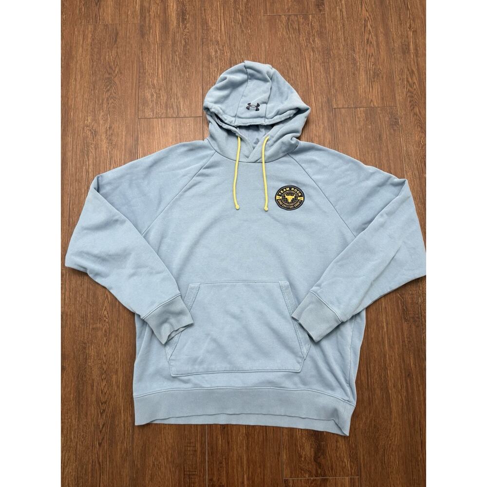Under Armour Project Rock Hoodie Mens XL Light Blue Pullover Hoodie Terry